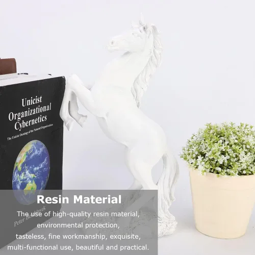 Vista 3 de Diyeeni Figura de caballo, estatua de resina trenzada con significado de éxito, escultura moderna para decoración de escritorio, adecuado