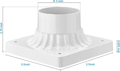 Vista 2 de Darkaway Soporte de base de poste para exteriores, adaptador de luz de poste de 3 pulgadas, base de montaje en muelle con acabado blanco para patio