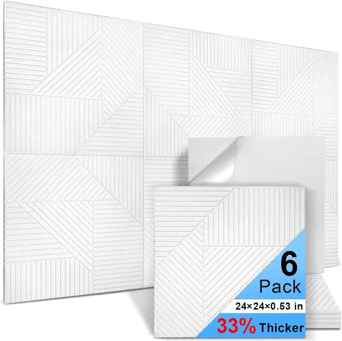 Vista 8 de Paquete de 2 paneles acústicos de listones de madera para pared y techo, paneles de pared de madera insonorizantes de 94.49"×12.80" para decoración