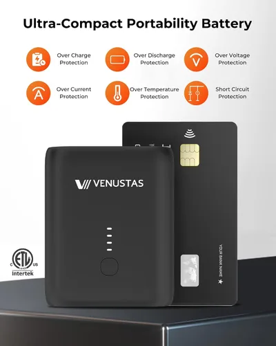 Vista 5 de Venustas Chaleco térmico de forro polar para hombre con batería, chaleco eléctrico ligero con aislamiento Negro