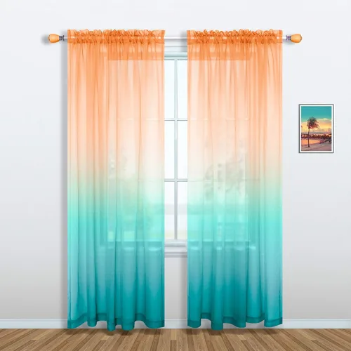 Vista 9 de Cortinas rosas y verdes para decoración de dormitorio de sirena, juego de 1 panel transparente, con bolsillo para barra, cortinas de sirena