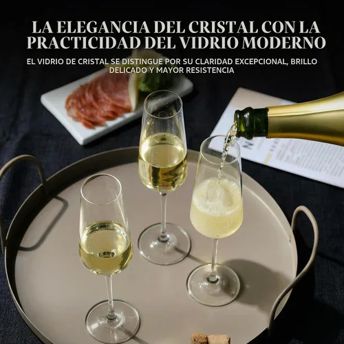 Vista 7 de Krosno Juego de 6 copas de champán de 6.1 oz, colección vanguardista