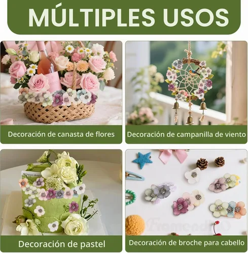Vista 5 de Framendino, Paquete de 50 cabezas de flores artificiales, mini flores artificiales de seda, margaritas pequeñas, multicolor, para boda, hogar
