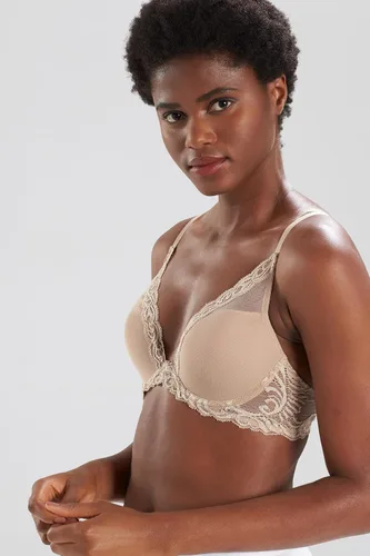 Vista 6 de Natori - Sujetador de encaje para mujer con inmersión, diseño de plumas Cafe