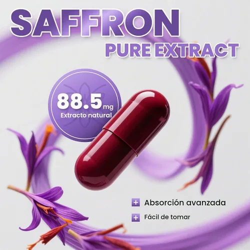 Vista 3 de Cápsulas de suplemento de azafrán – 88.5 mg de extracto de azafrán puro para el equilibrio del estado de ánimo, estado de ánimo elevado, visión