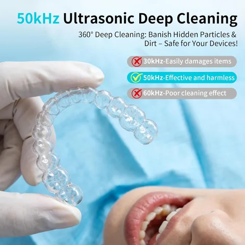 Vista 5 de Máquina limpiadora de retenedores ultrasónicos, cápsula de limpieza dental de 50 kHz para guardias nocturnos, frenos, alineadores, cepillos