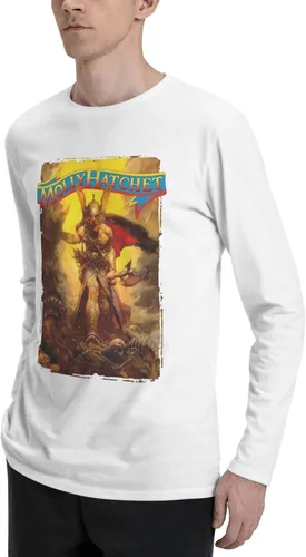 Vista 5 de Molly Music and Hatchet Men's Long Sleeve Crewneck T-Shirts Base Layer Shirt Gym Athletic Tee Black