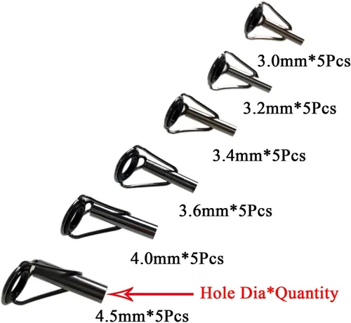 Vista 5 de QualyQualy Fishing Rod Tip Repair Kit - 40/75pcs Stainless Steel Ceramic Ring Rod Tip Guide Replacement A - Punta de varilla 30 piezas