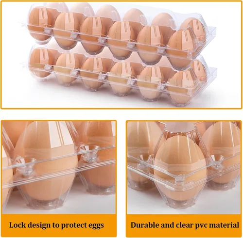 Vista 3 de 48 paquetes de cartones para huevos económicos a granel de 12 unidades, 1 docena de cartones para huevos transparentes y vacíos para huevos