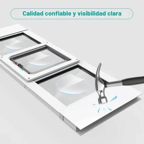 Vista 4 de Puerta de gato de aluminio para ventanas, ajustable para adaptarse a un ancho de ventana de 24 a 28 pulgadas, inserto de ventana de puerta de gato