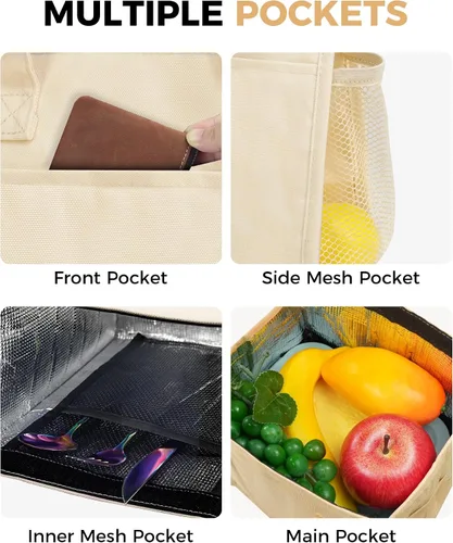 Vista 3 de Bolsa de Almuerzo Aislada para Mujeres, Bolsas de Almuerzo Pequeñas de 6.75L con Múltiples Bolsillos, Bolsa Térmica Reutilizable para Trabajo