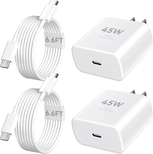 Vista 18 de Cargador para teléfono 17 16 Pro Max de carga rápida, bloque de carga USB C súper rápido de 45 W con cable de carga de 6.6 pies para 17 16 Pro