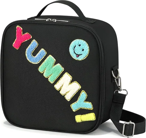 Vista 10 de Lonchera aislada para niños con correa de hombro ajustable impermeable, bolsa de almuerzo reutilizable para niñas y niños, bolsa térmica lavable