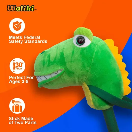 Vista 2 de WALIKI Stick Horse Dinosaur Lala Juguete de simulación para niños de 2 3 4 5 6 años Regalo divertido para niños y niñas Regalo genial