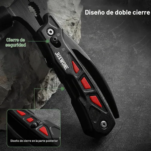 Vista 6 de Cuchillo multiherramienta 12 en 1 con martillo, alicates y destornillador