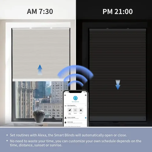 Vista 3 de THIRDREALITY ZigBee Persiana Inteligente, Cortinas de Ventana Opacas Motorizadas con Control Remoto, Persianas de Panal Inalámbricas, Ajuste