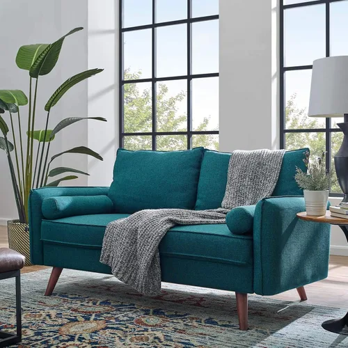 Vista 10 de Modway Revive Sofá tapizado de tela moderna contemporánea en azul Celeste