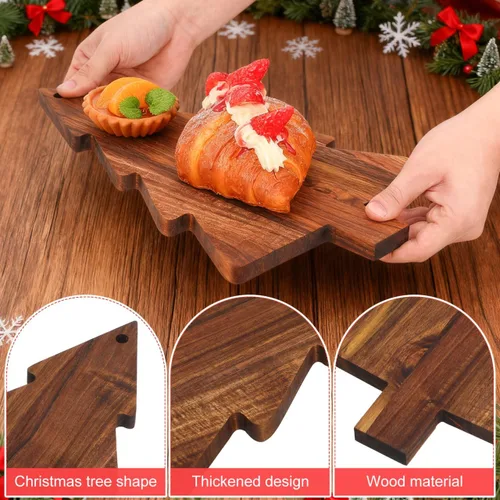 Vista 6 de iplusmile Tabla de embutidos para árbol de Navidad, tabla de cortar de madera para queso, sushi, aperitivos, frutas y postres, bandeja de servir