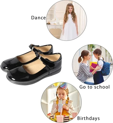Vista 3 de Amtidy Zapatos planos de uniforme escolar para niñas, zapatos planos para bodas, fiestas