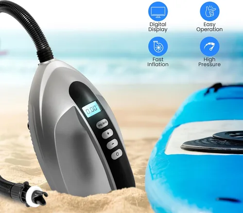Vista 6 de SereneLife Compresor de bomba de aire digital compacto premium con PSI preestablecido apagado automático para inflar tablas de remo SUP, barcos