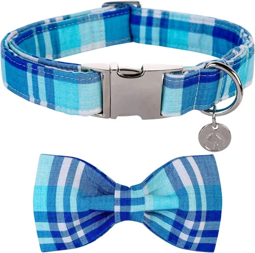Vista 46 de DOGWONG Collar de otoño para perro con lazo, collar de moño para perro de Acción de Gracias, collar ajustable de algodón de otoño con hoja de arce