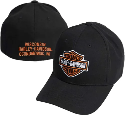 Vista 2 de Harley-Davidson Gorra de béisbol clásica B&S curvada Bill Stretch Fit para hombre - Negro