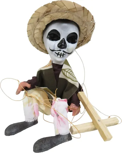 Vista 2 de Día de los Muertos Esqueleto Marioneta Marioneta Blanca