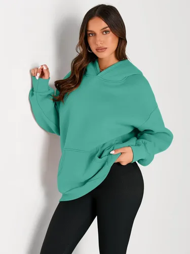 Vista 204 de Trendy Queen - Sudaderas extragrandes con capucha para mujer, suéteres de manga larga, sin botones, de vellón, de otoño, ropa de invierno