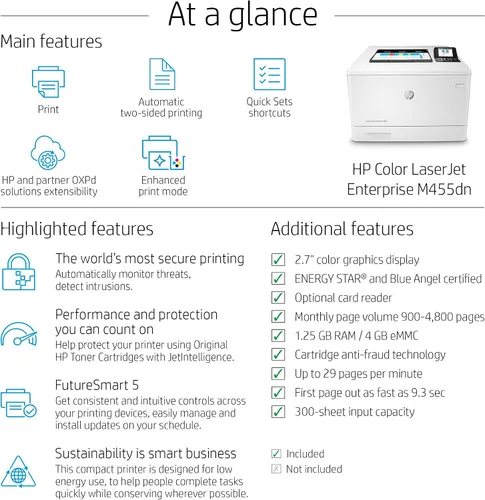 Vista 2 de HP Color LaserJet Enterprise M455dn Impresora dúplex (3PZ95A)