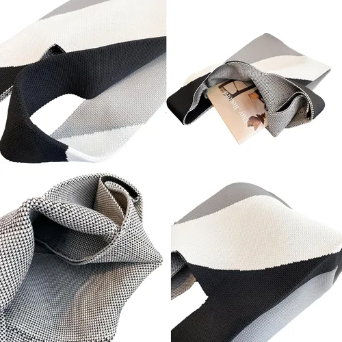 Vista 2 de Bolso pequeño con nudo de muñeca para mujer Tricolor negro.