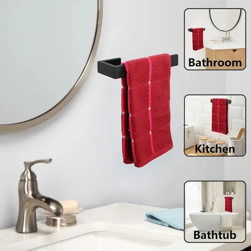 Vista 3 de TocTen Juego de 4 piezas de accesorios de baño, juego de barra de toalla de mano de acero inoxidable grueso, incluye soporte para toallas de baño