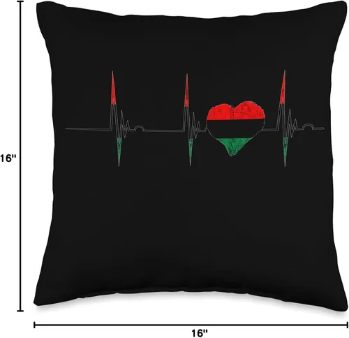 Vista 4 de Pan African Pride Black History Heartbeat EKG Pulse Black History Pan African UNIA Flag Throw Pillow, 16 x 16 pulgadas, multicolor