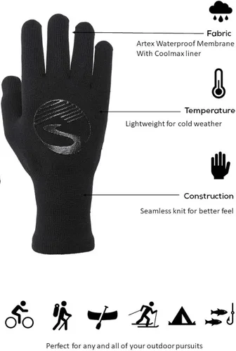Vista 7 de ShowersPass Guantes de punto de punto cruzado unisex transpirables impermeables negro - LG