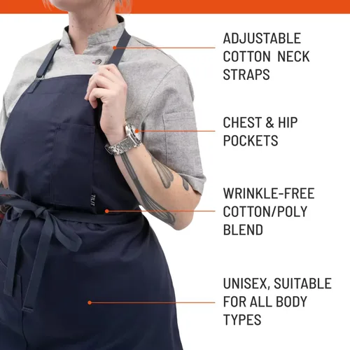 Vista 2 de TILIT Delantal sin arrugas, talla única, delantal de chef premium con bolsillos, delantal unisex para hombres y mujeres, diseño de calidad