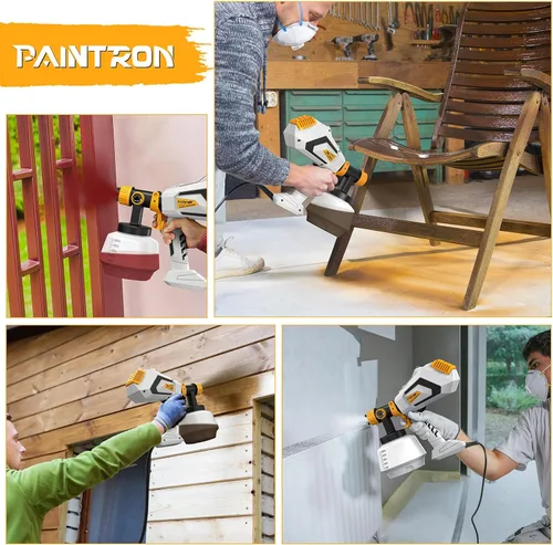 Vista 5 de Pulverizador de pintura HVLP de 700 W, pistola de pintura eléctrica, contenedor de alta capacidad de 40.6 fl oz, fácil de limpiar, 5 boquillas