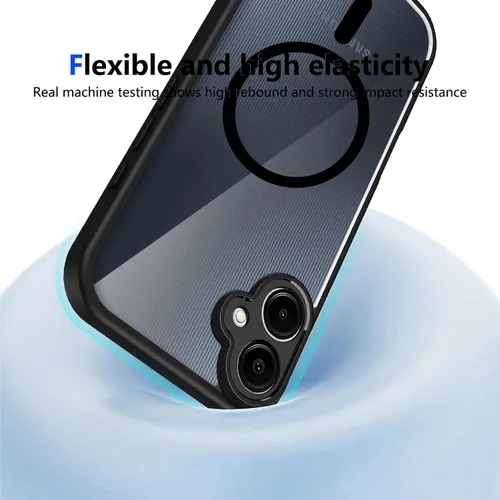 Vista 464 de Funda magnética transparente compatible con Xiaomi 17T, color negro 2 en 1 PC + TPU cubierta de teléfono a prueba de golpes, carcasa protectora