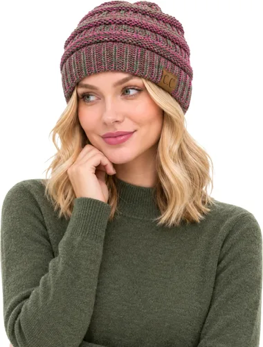 Vista 56 de C.C Exclusives Gorro de Punto de Cable - Gorros Gruesos, Suaves y Cálidos de Punto Grueso Chenille Teniente Mel Gris