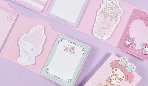 Vista 5 de Cute Melody - Bloc de notas adhesivas autoadhesivas con 4 diseños x 20 hojas, 80 hojas en total, el diseño puede variar (A)