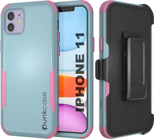 Vista 11 de Punkcase Funda para iPhone 11 con clip para cinturón [Serie Patrón] 4-1, resistente y protectora multicapa con soporte integrado para iPhone 11