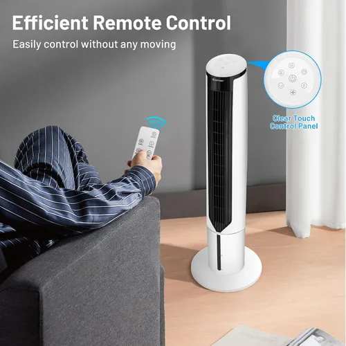 Vista 5 de COSTWAY Enfriador de aire evaporativo portátil para habitación, enfriador de 41 pulgadas con control remoto, enfriador oscilante de 70° con 4