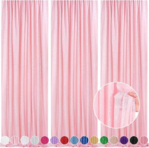 Vista 66 de 2 cortinas de 2 x 8 pies de lentejuelas con brillantina para marco de fotografía, para fiestas o fondos de fotografía