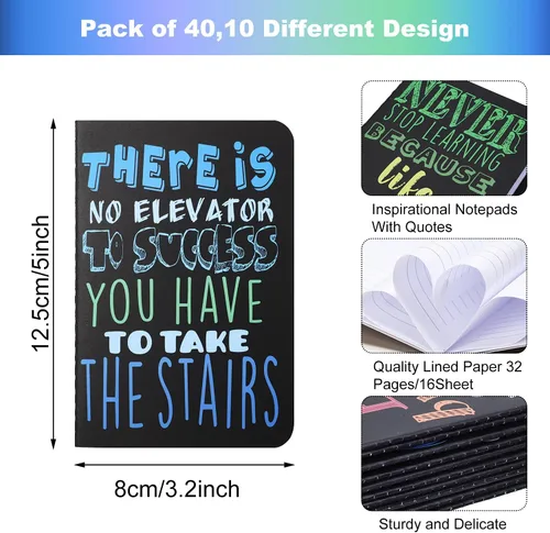 Vista 2 de Cuadernos inspiradores, diario motivacional de tamaño mini, pequeño cuaderno de bolsillo para escuela, oficina, hogar o viajes, para regalo, 10