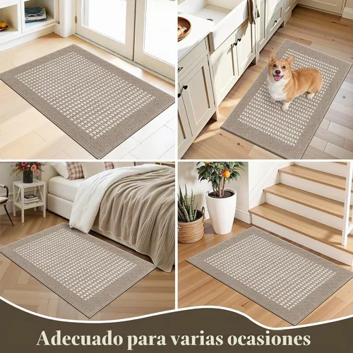 Vista 7 de Ileading Tapete para puerta de interior de 24 x 36 pulgadas, absorbente para perros, tapete de bajo perfil para entrada pequeño con respaldo de goma