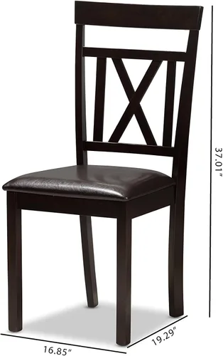 Vista 7 de Baxton Studio Rosie Silla de comedor y silla de comedor tapizada de piel sintética marrón oscuro
