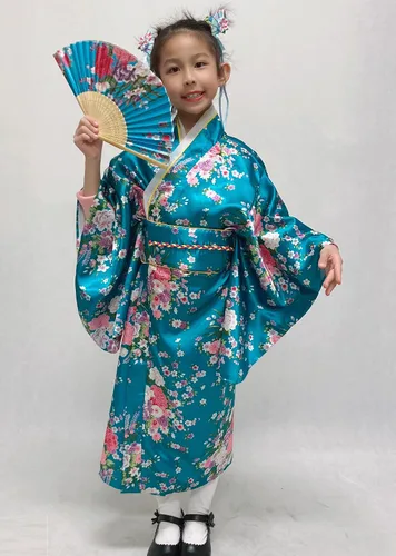 Vista 6 de Elibelle Bata de kimono tradicional japonesa para disfraz de niñas