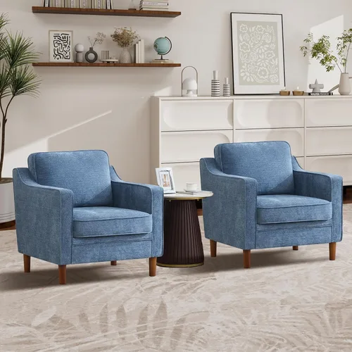Vista 26 de Kingfun Sofá en Forma de L de 88", Sofá Seccional de Chenilla, Sofás Modernos de Mediados de Siglo con Marco de Madera Maciza para Sala de Estar