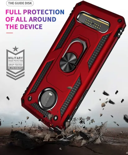 Vista 4 de Funda de grado militar para Motorola Moto Z4, Moto Z4 Play Case 360 Metal giratorio anillo soporte soporte magnético para coche Armadura resistente