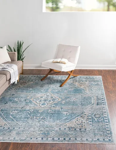 Vista 18 de Unique Loom Newport Collection - Alfombra de área ocre (2' x 3' 11", azul/marrón claro)