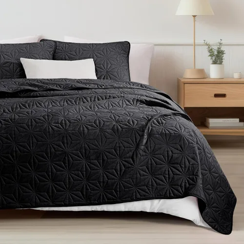 Vista 8 de Whale Flotilla - Juego de colcha para cama individual, color negro suave, para camas Twin XL, para todas las estaciones, 2 piezas: incluye 1 colcha