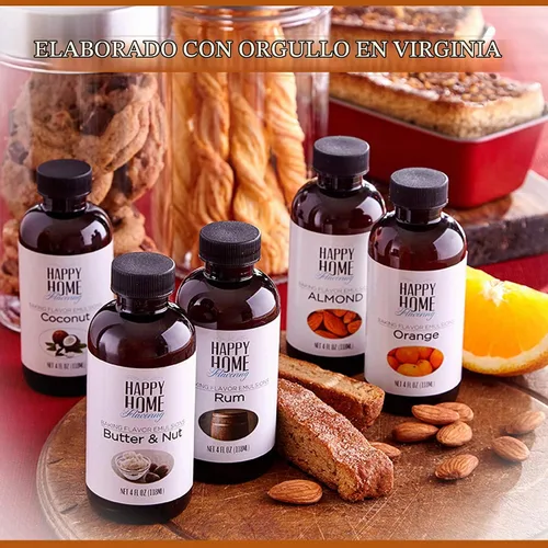 Vista 7 de Happy Home Emulsión aromatizante natural de sabor a almendra para hornear, certificado Kosher, 4 onzas.